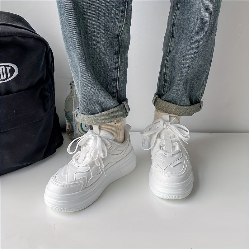 Women's Platform Skate Shoes Round Toe Lace Up Low Top Sneakers