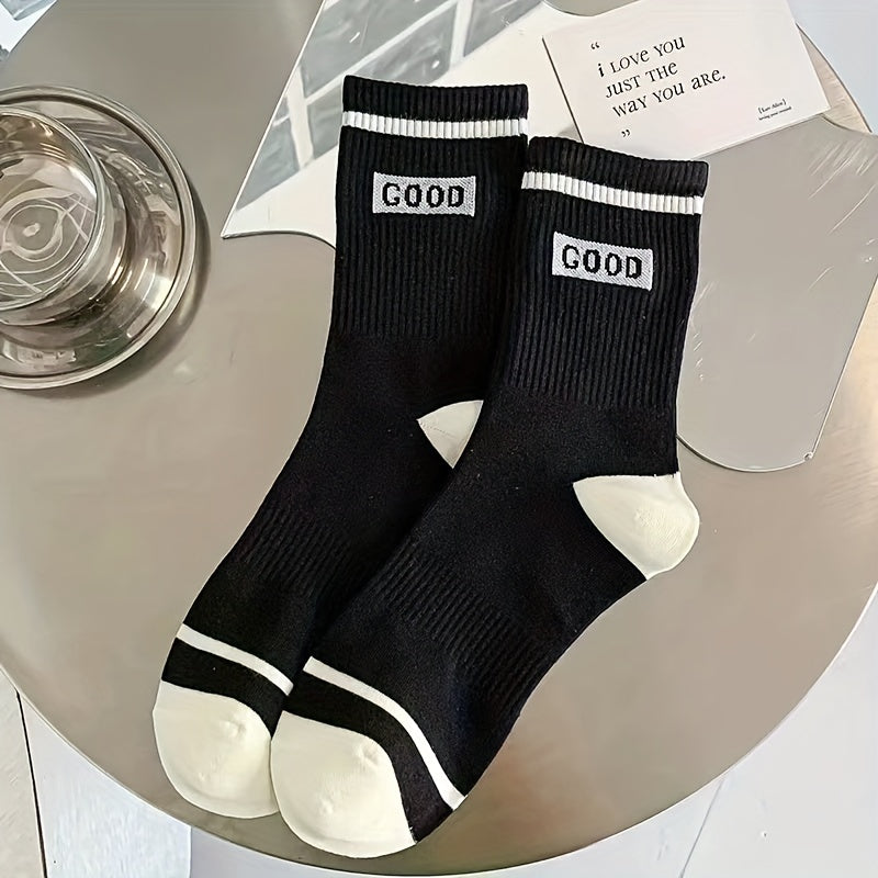 5 Pairs Letter Print Socks Women's Stockings & Hosiery