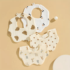Baby 6-Layer Cotton Gauze Petal Bib, 360&deg; Rotatable, Soft and Absorbent