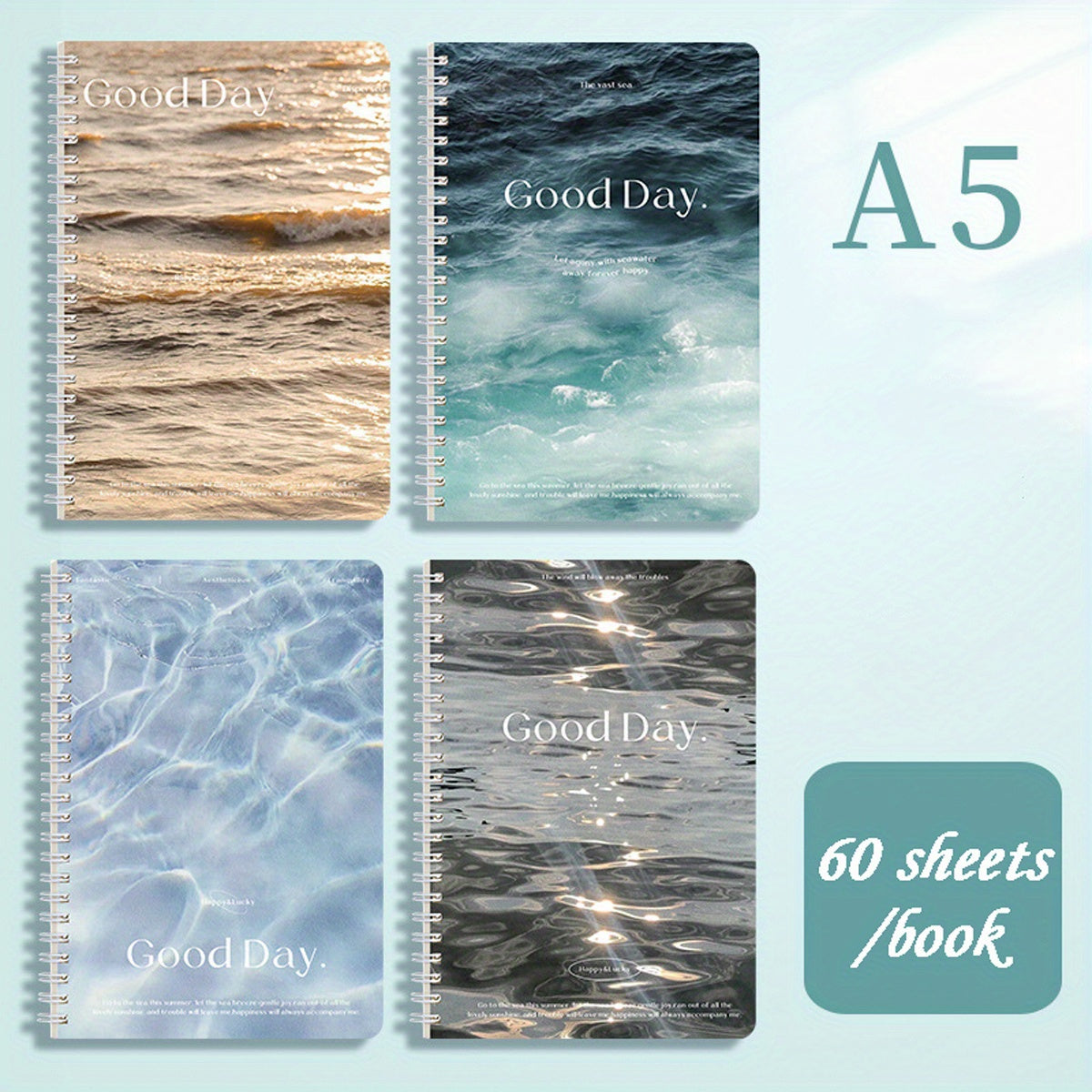 4pcs A5 Wave Star Language Coil Notebooks 60 Sheets