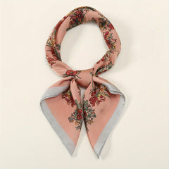 Satin Floral Print Bandana Scarf Neckerchief