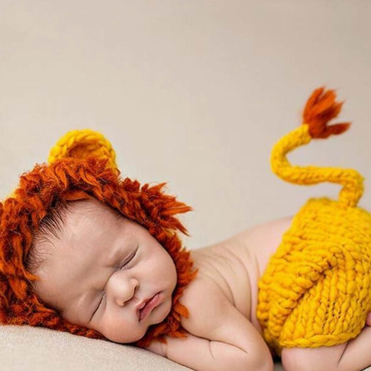 2pcs Baby Newborn Boys Lion Cap And Shorts Set Costume