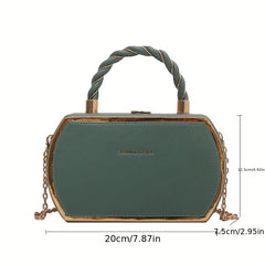 Metal Chain Satchel Crossbody Bag PU Leather Top Handle Bag Purse