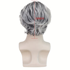 Men's Short Straight Bald Head Cosplay Wig 25.4 cm Synthetic Fiber Anime Wigs
