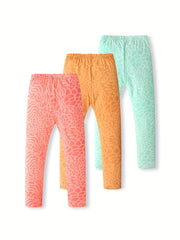 3pcs Leopard Leggings For Girls High Stretch Tight Pants