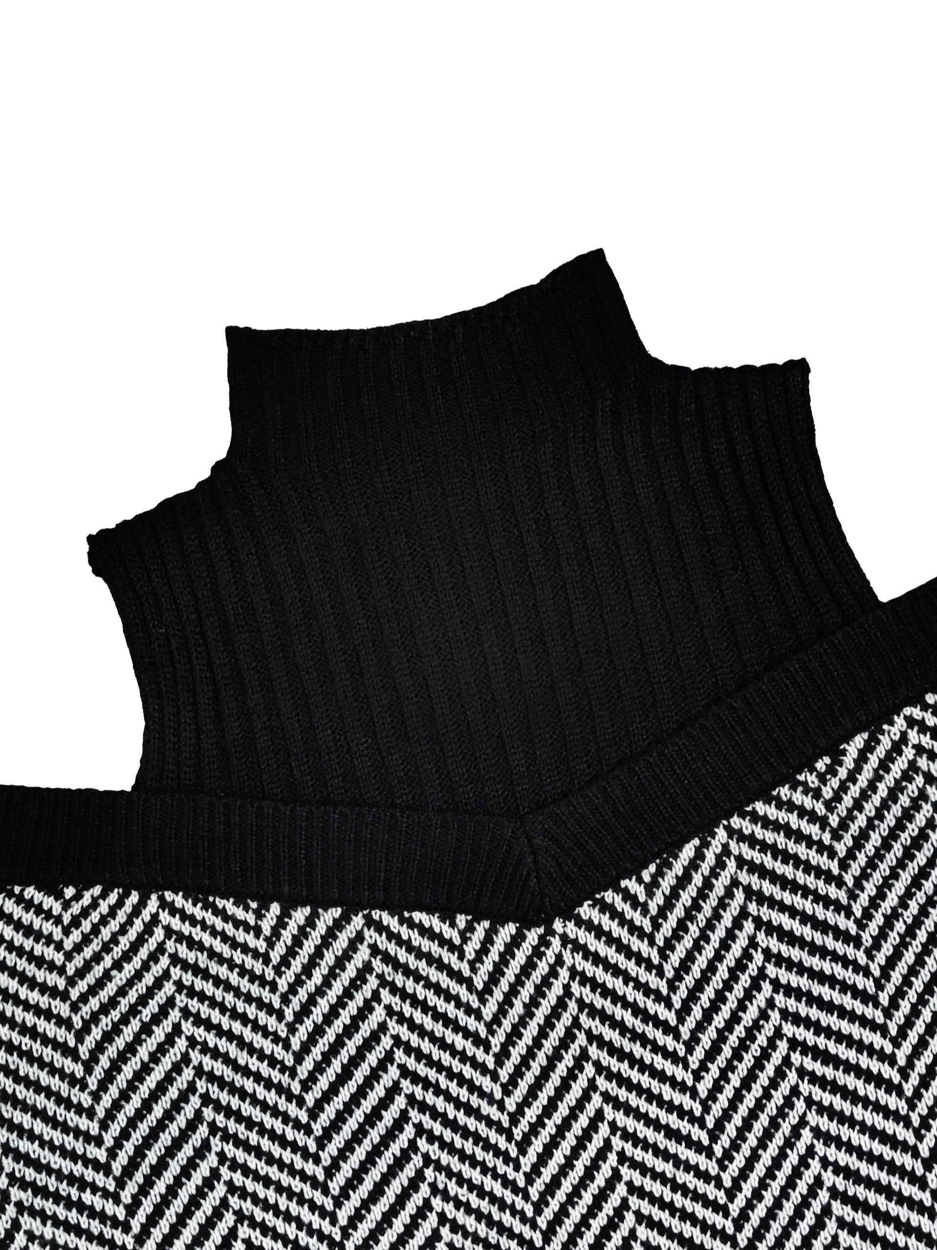  Colorblock Chevron Print Cold Shoulder Long Sleeve Jumpsuit