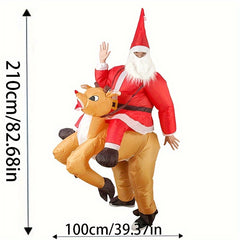 Christmas Santa Claus Riding Deer Inflatable Costume Party Dress Up