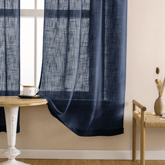 1panel Sheer Curtain Semi Privacy Faux Linen Curtains