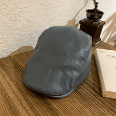 British Retro Leather Beret Hat Men's And Women's All match Newsboy Hat