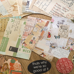 50 Sheets Vintage Scrapbook Paper Stickers and Sticky Paper Set
