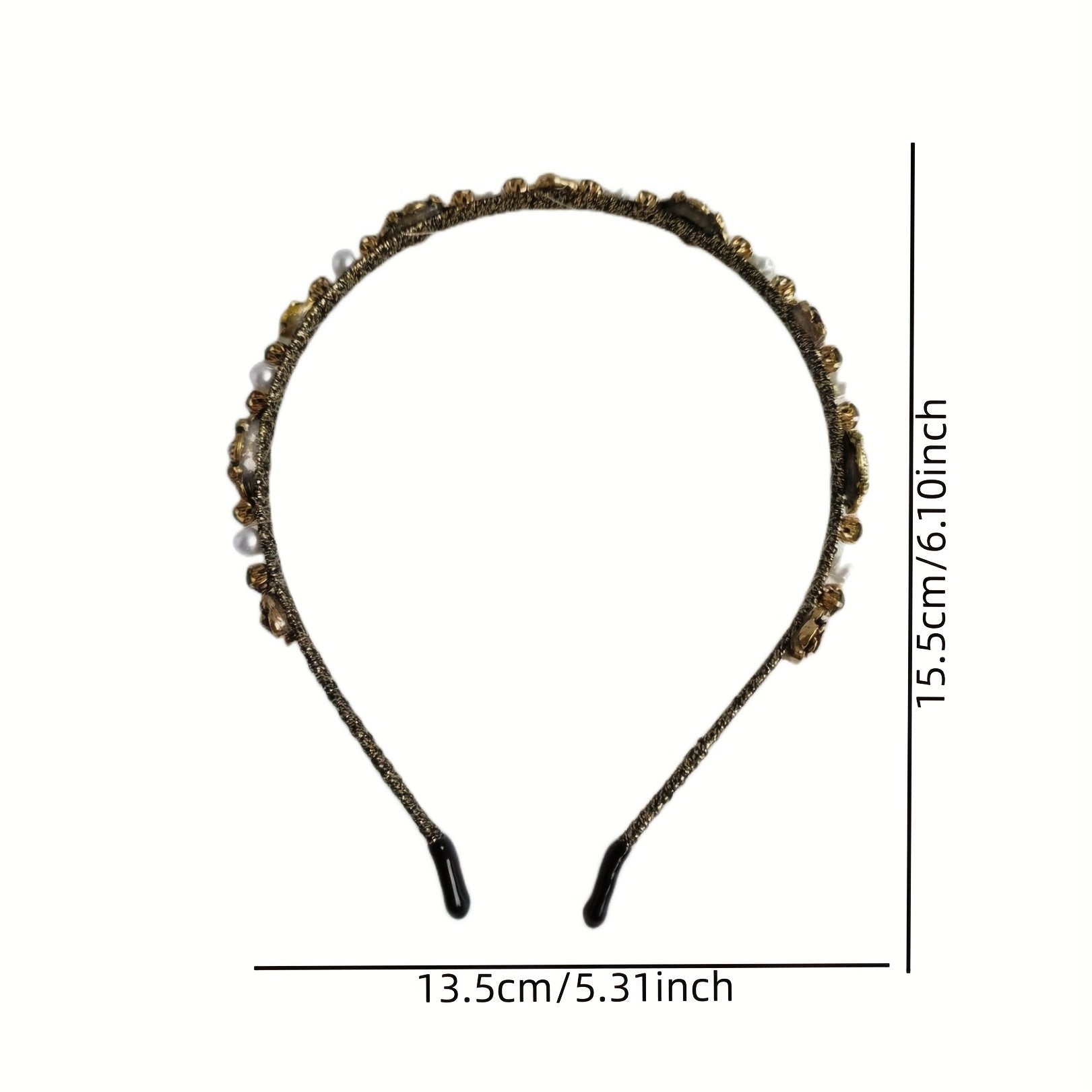 Baroque Pearl Rhinestone Flower Headband Sparkle Headdress