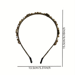 Baroque Pearl Rhinestone Flower Headband Sparkle Headdress