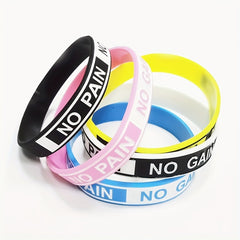 1pc No Pain No Gain Wristbands Motivational Silicone Bracelets