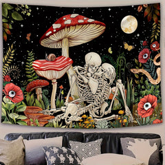 Mushroom Skull Tapestry Halloween Decor
