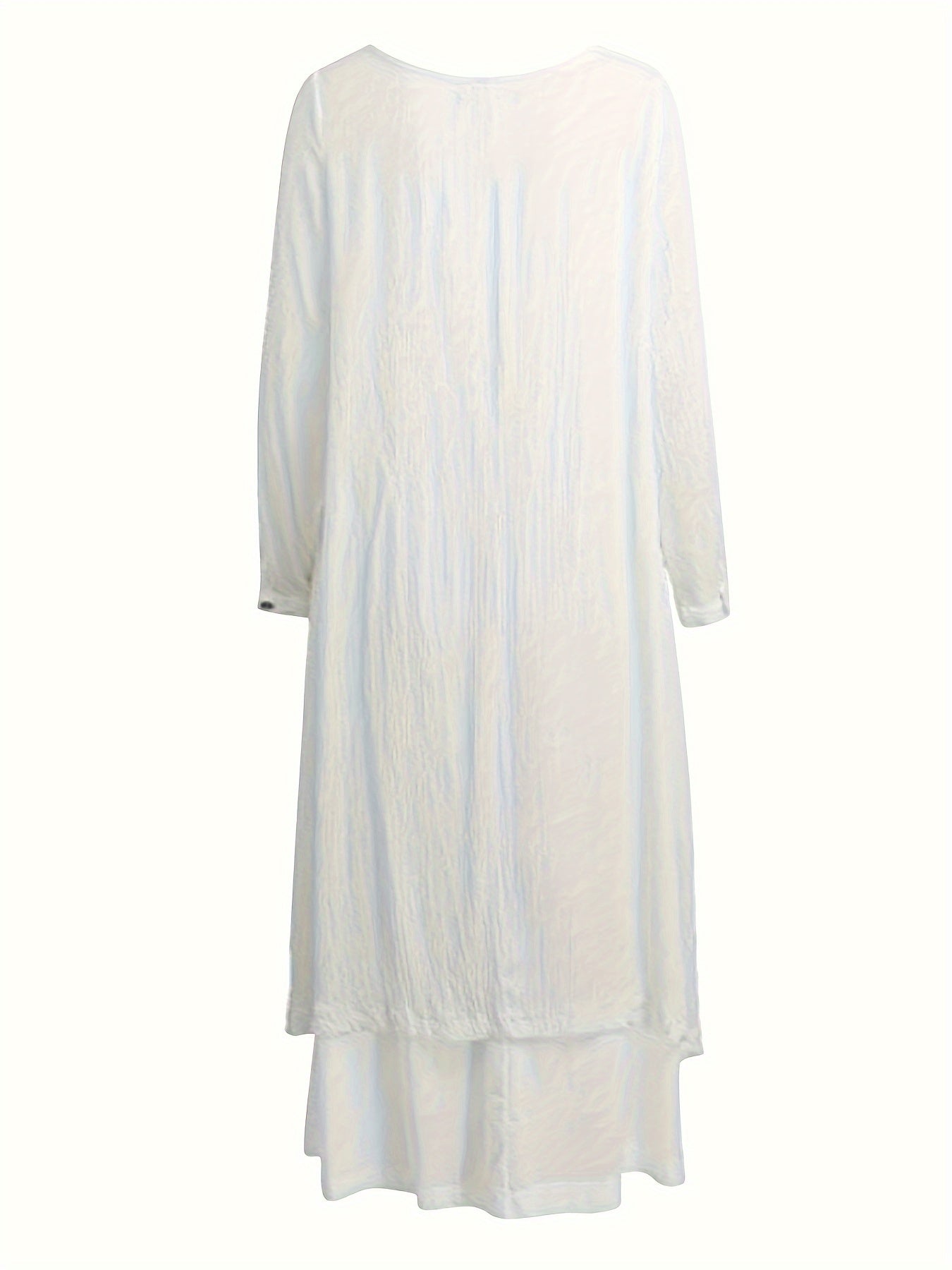  Solid Button Decor V Neck Maxi Dress