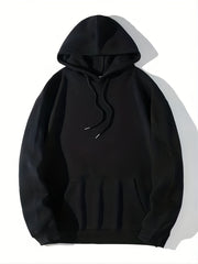 Solid Kangaroo Pocket Hoodie Casual Long Sleeve Drawstring Hoodies