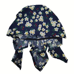 Small Flower Print Triangle Turban Cap Cotton Bandana Women Casual Head Wrap