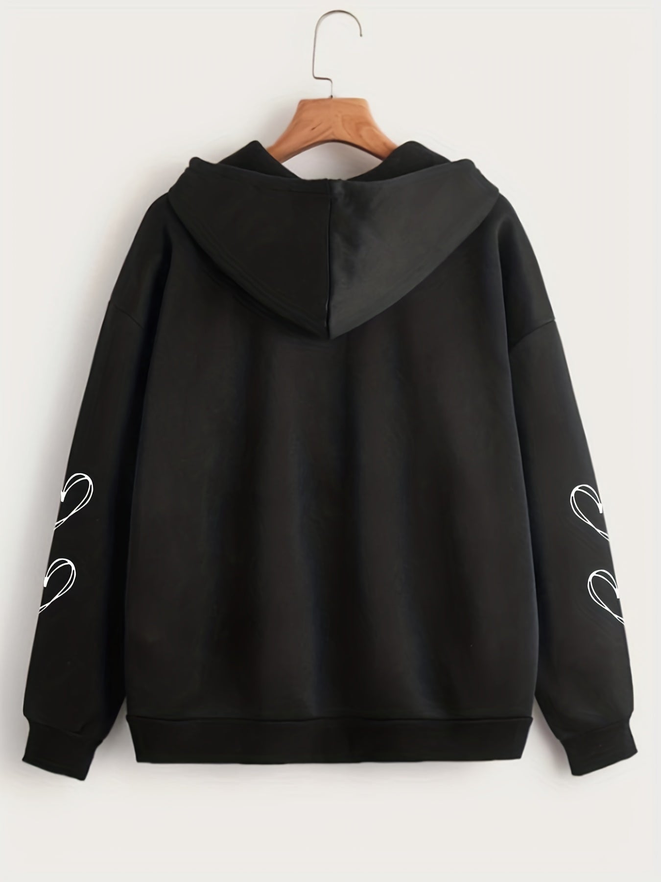 Halloween Heart Graphic Hooded Sports Sweatshirt Zipper Up Long Sleeve Hoodie