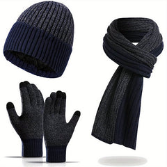 Jacquard Touch Screen Gloves Beanie Hat Scarf Set