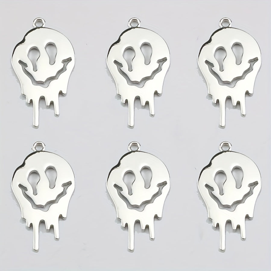 5pcs Abstract Ghost Face Pendant Alloy Skull Charms for DIY Halloween Jewelry