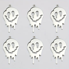 5pcs Abstract Ghost Face Pendant Alloy Skull Charms for DIY Halloween Jewelry