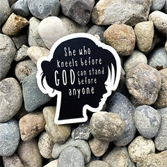 5pcs Religious Stickers - Kneeling Before God Faith Jesus Bible