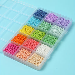 15 Colors 3mm Macaroon Seed Beads & Elastic Thread Set