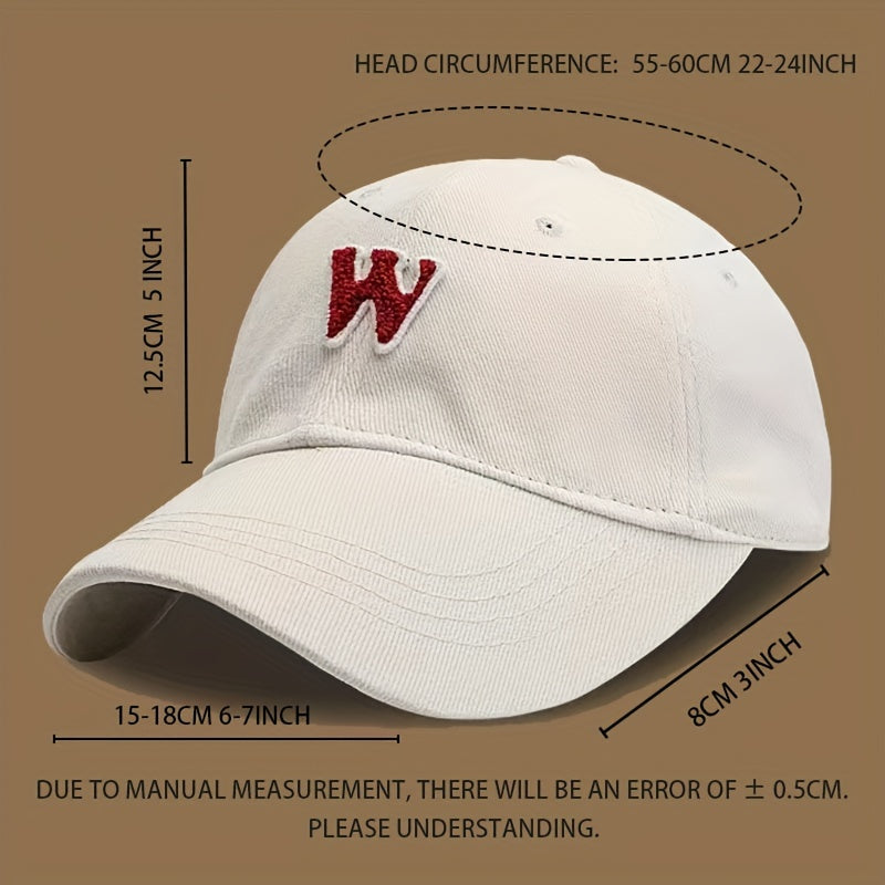 W Embroidery Baseball Cap Casual Women Sun Hat Outdoor Sunscreen Sports Hats