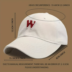 W Embroidery Baseball Cap Casual Women Sun Hat Outdoor Sunscreen Sports Hats