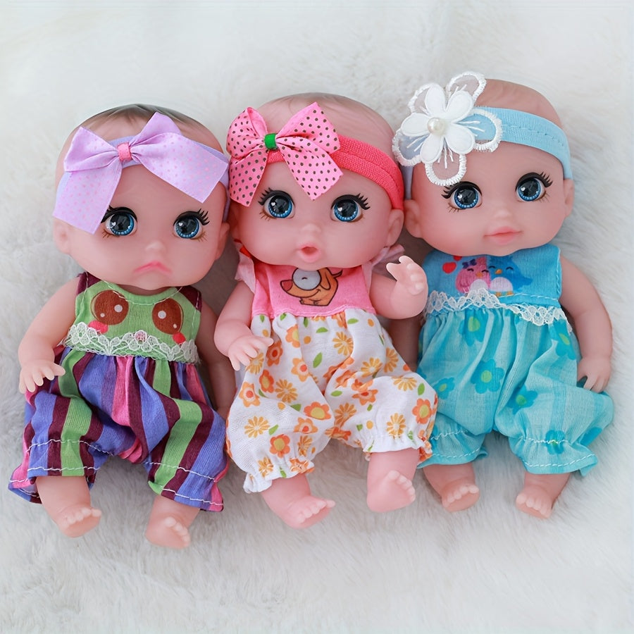 6 Inch Mini Reborn Dolls Soft PVC Toys Realistic Features Mixed Colors