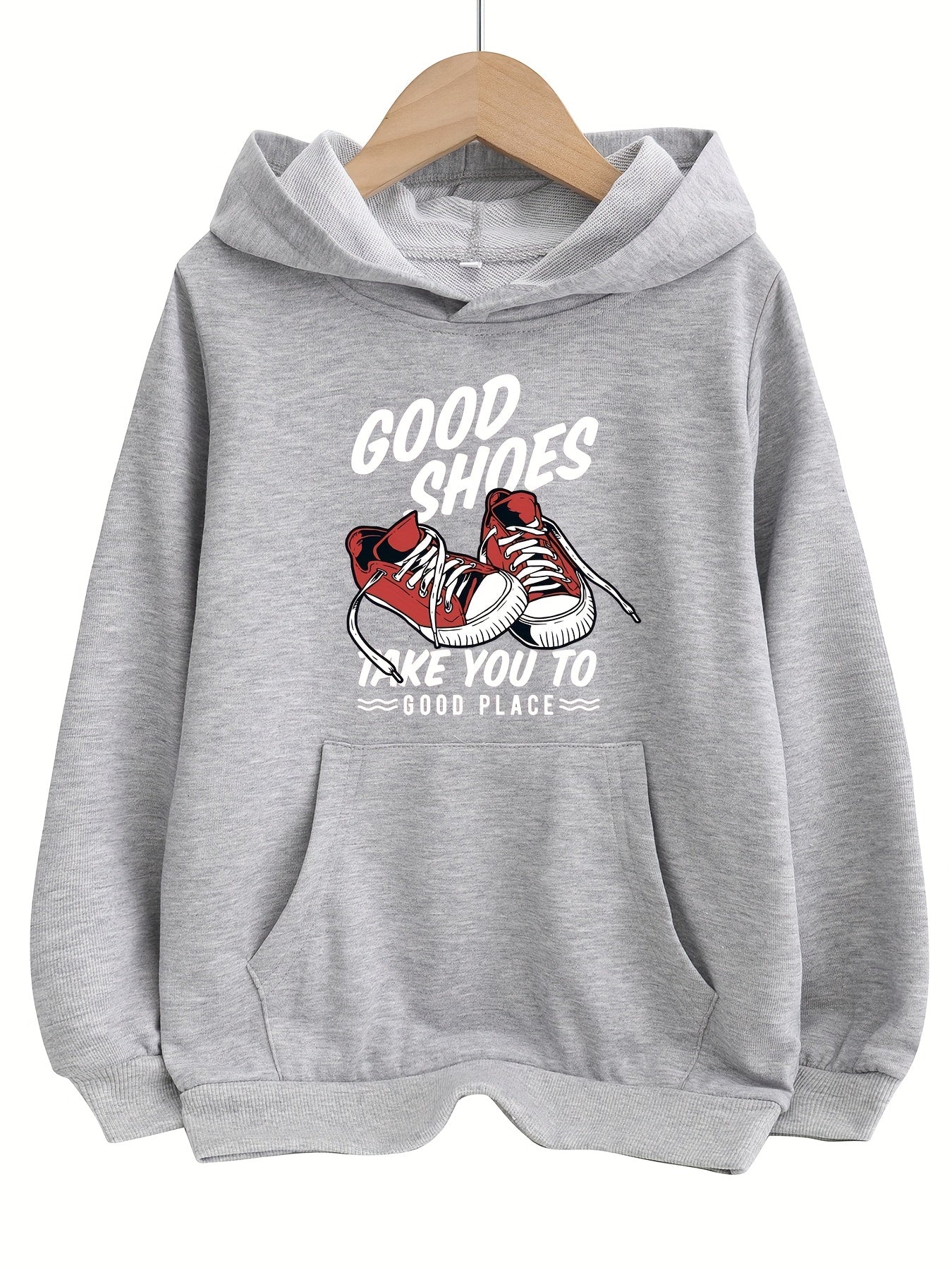 Girls Cartoon Print Hooded Sweatshirt Top with Pocket