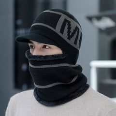 Men's Knitted Hat Muffler Autumn Winter Warm Windproof Wool Hat