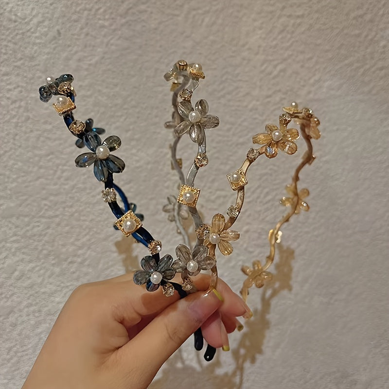 Crystal Flower Hairband Rhinestone Head Hoop Women's Headwear