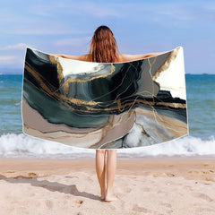 Marble Beach Towel Quick Drying Soft Absorbent Microfiber Blanket