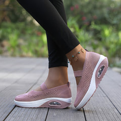 Women's Air Cushion Wedge Sneakers Breathable Slip on Mesh Sneakers