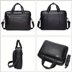 SCHLATUM Men's Cowhide Leather Briefcase Crossbody Bag