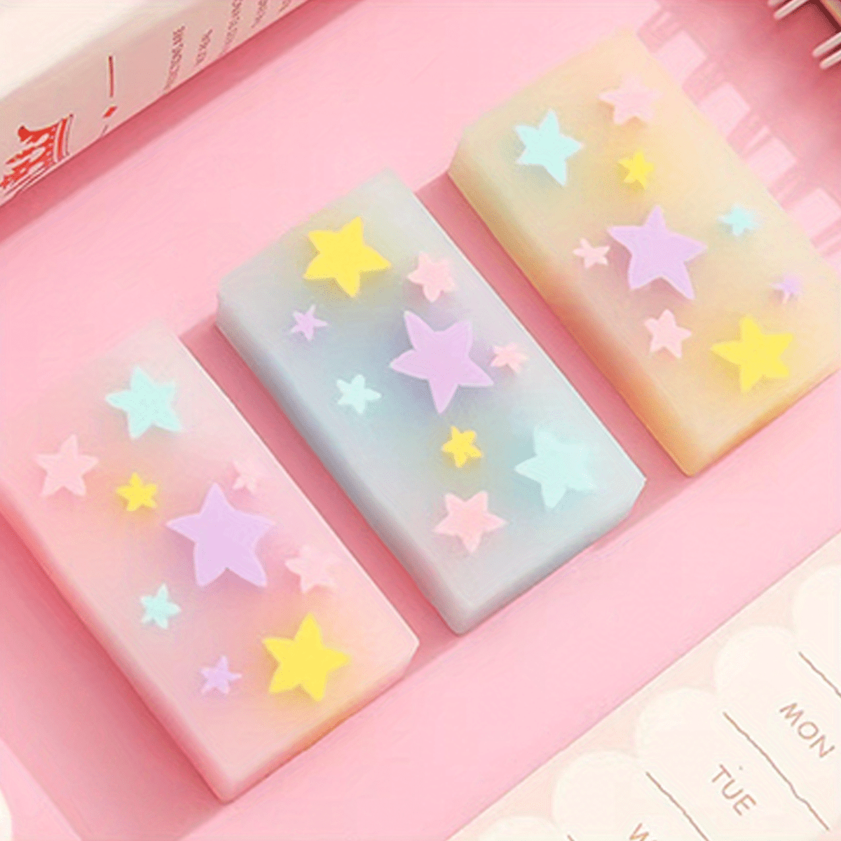 3pcs Creative Star Jelly Eraser Student Stationery Supplies
