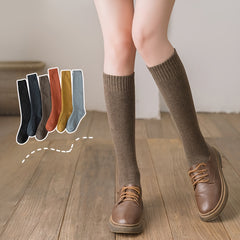 Solid Calf Socks Warm Knee High Stockings Women's Hosiery