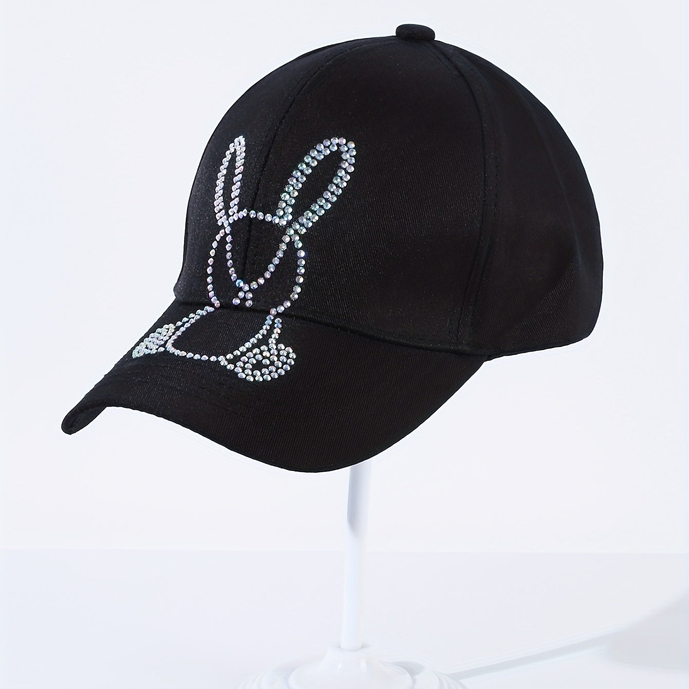 Rhinestone Bunny Baseball Cap Women Sunscreen Sports Hat Adjustable