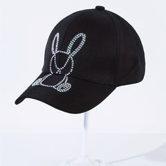 Rhinestone Bunny Baseball Cap Women Sunscreen Sports Hat Adjustable