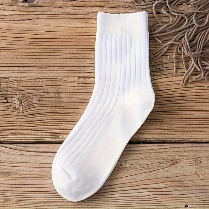 5 Pairs Women's Solid Socks Breathable & Comfy Stockings