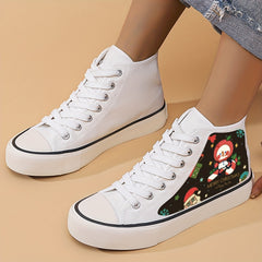 Christmas Print High Top Canvas Sneakers