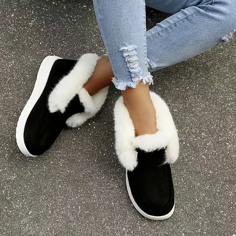 Women's Short Winter Boots Slip On Ankle High Snow Shoes