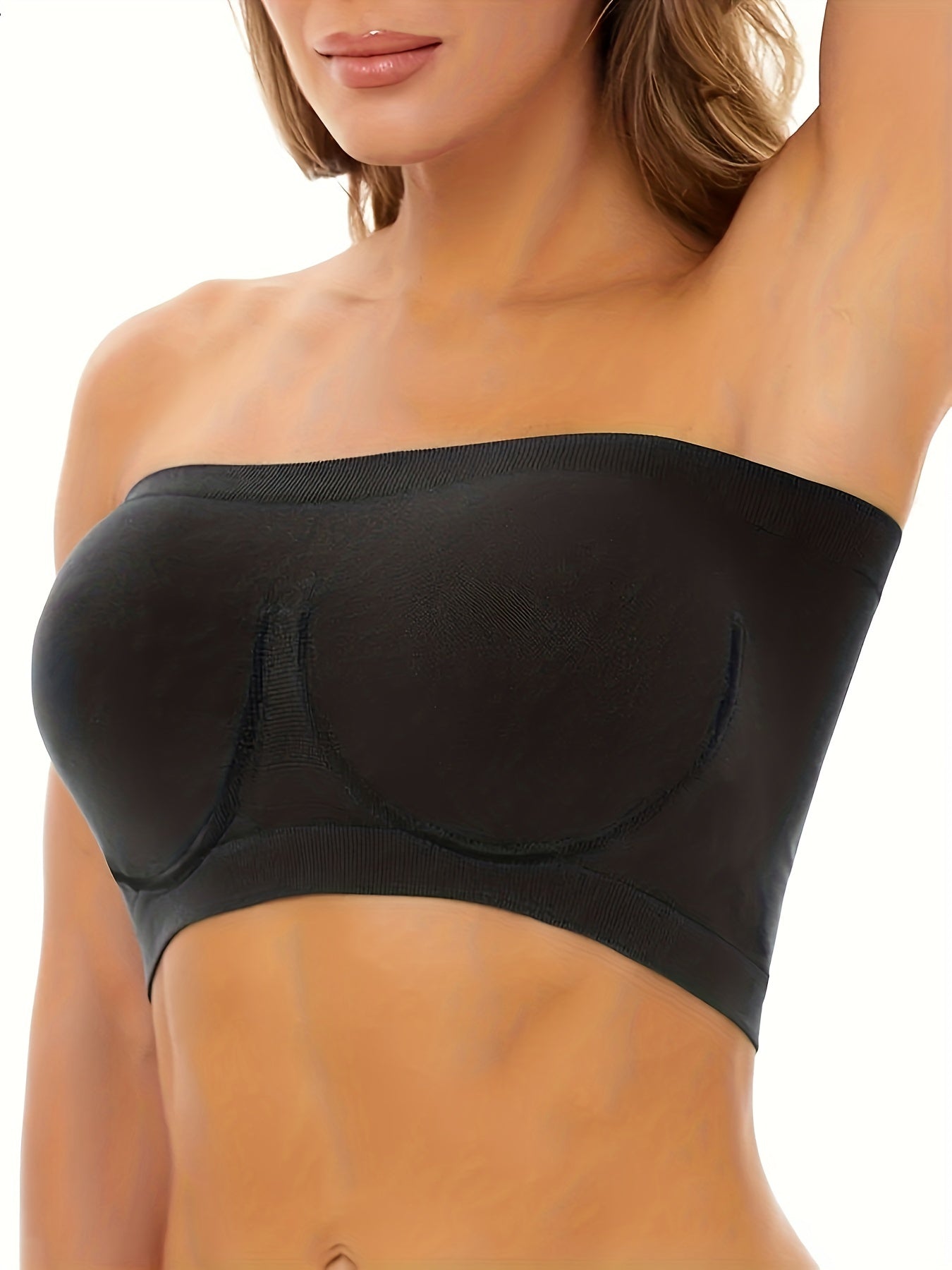 2pcs Strapless Bandeau Bras Soft Stretch Everyday Bra Women's Lingerie