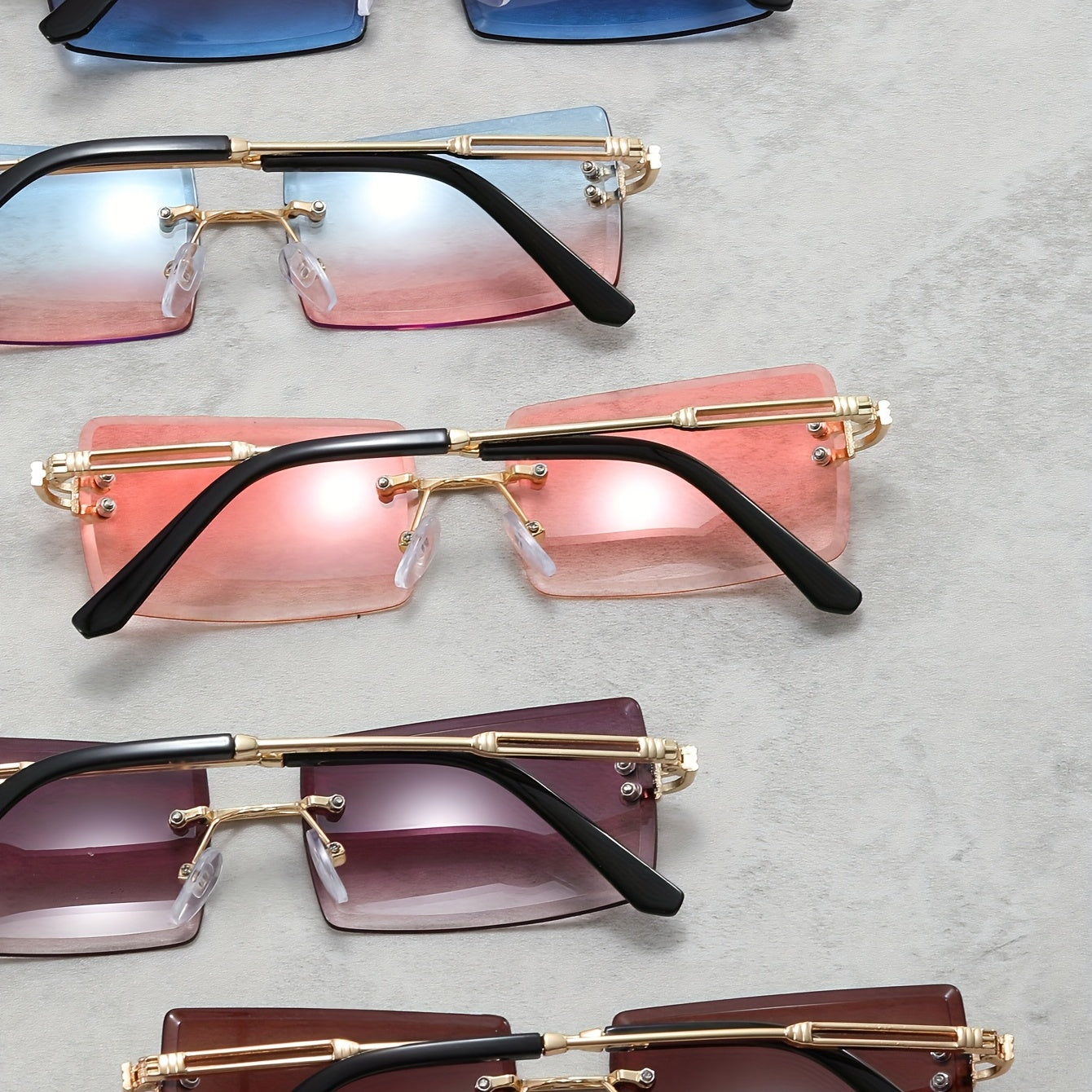 5 Pairs Men's Rimless Sunglasses UV Resistant for Holiday Outdoor Travel