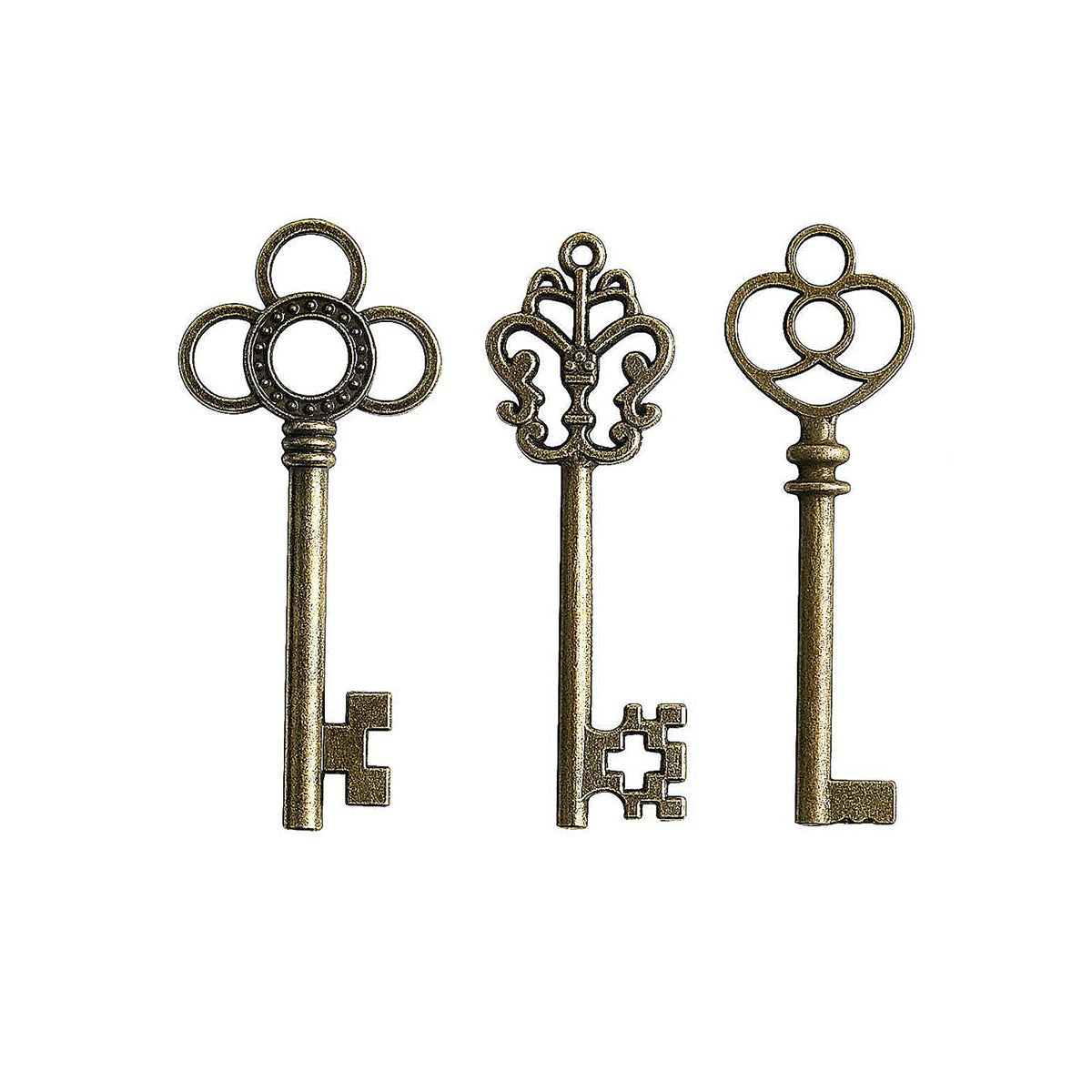 30pcs Antique Bronze Skeleton Key Charms for Crafts Steampunk Party Favors
