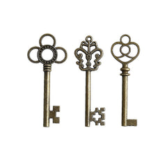30pcs Antique Bronze Skeleton Key Charms for Crafts Steampunk Party Favors