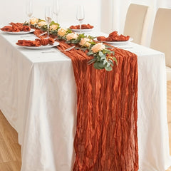 Bohemian Crepe Table Runner, Nomadic Style Long Gauze for Weddings