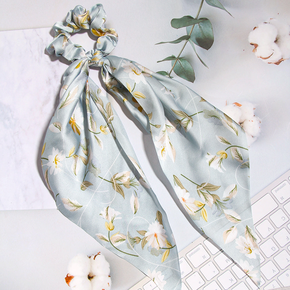 Vintage Print Hair Tie Scrunchie Flower Streamer Hair Accessories