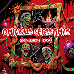 Gothic Horror Christmas Coloring Book - Dark Red Adult Activity Book